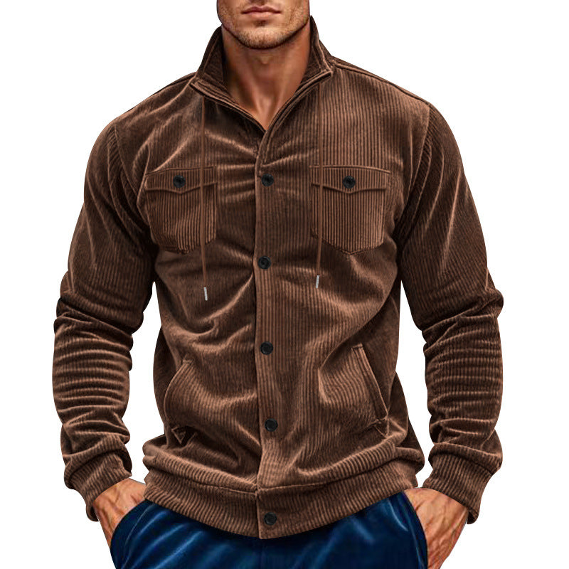 Textured corduroy utility shirt for men with practical chest pockets Lune London