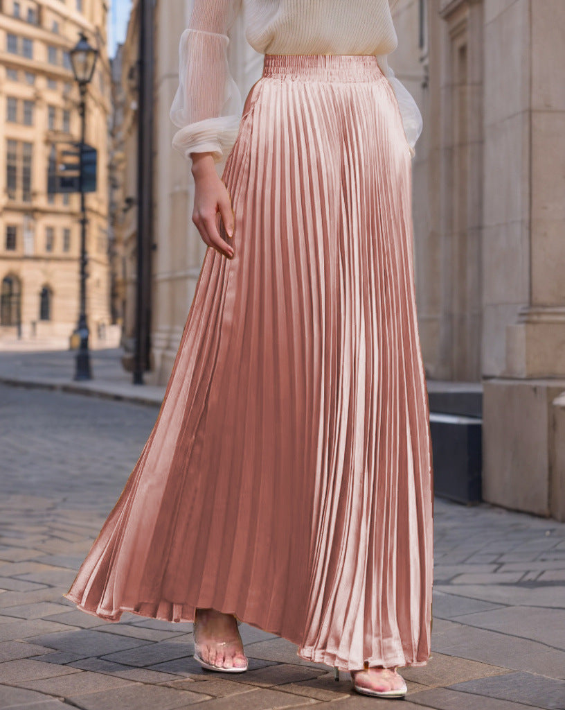 Pleated maxi skirt for women with elastic waist and flowy cut Lune London