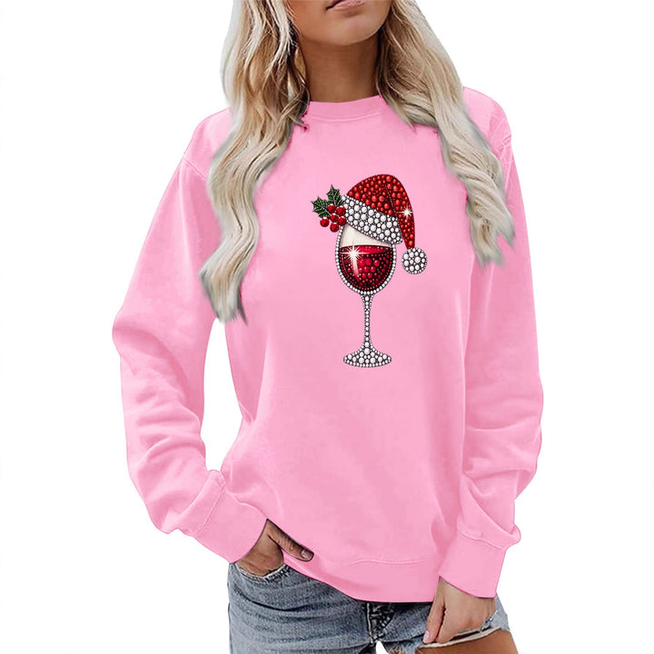 Sweatshirt pour femmes avec doublure douce et motif festif en vin Chic & Stil