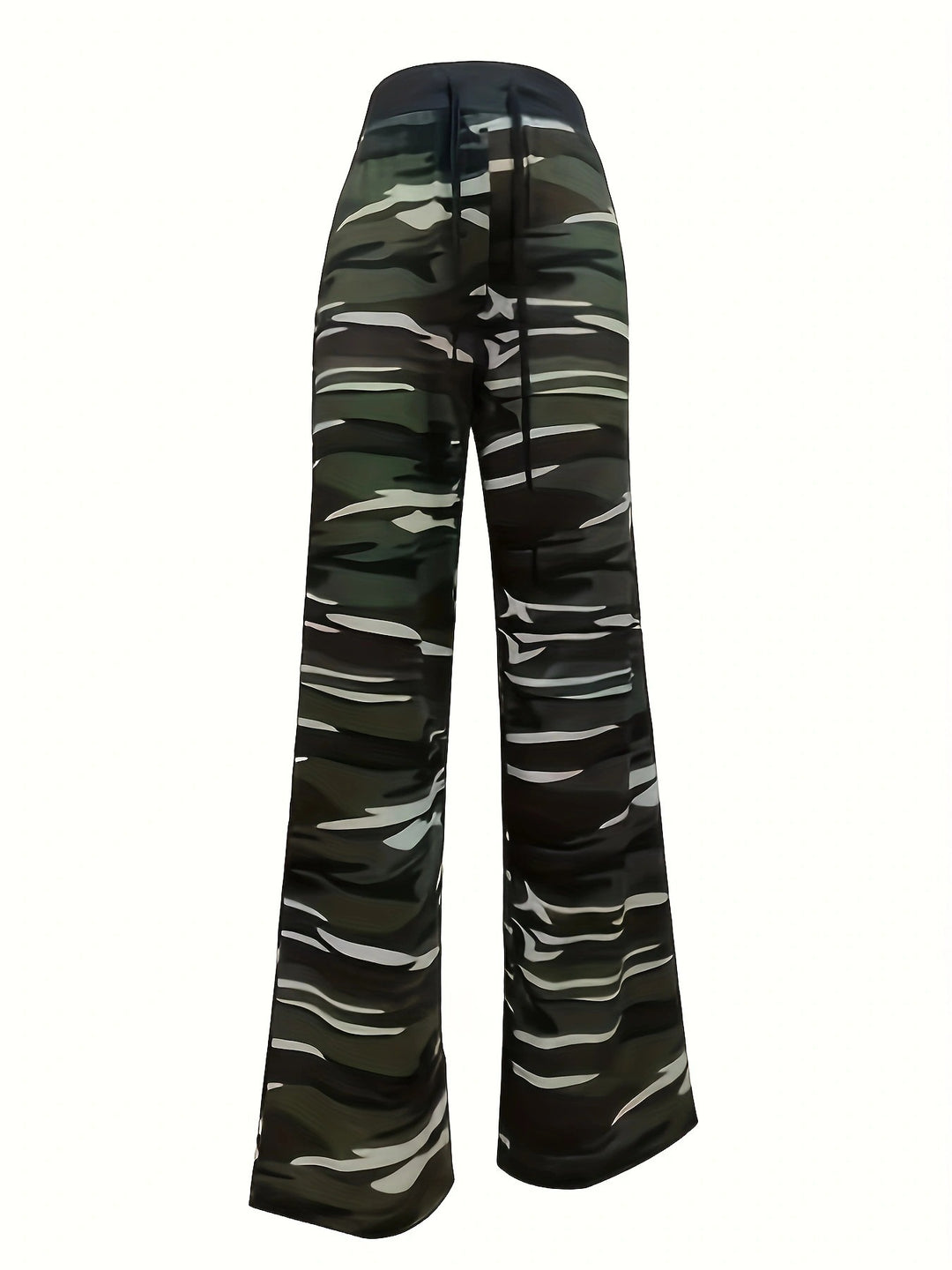 Comfortable cargo pants for women with elastic waistband and trendy camouflage pattern Lune London