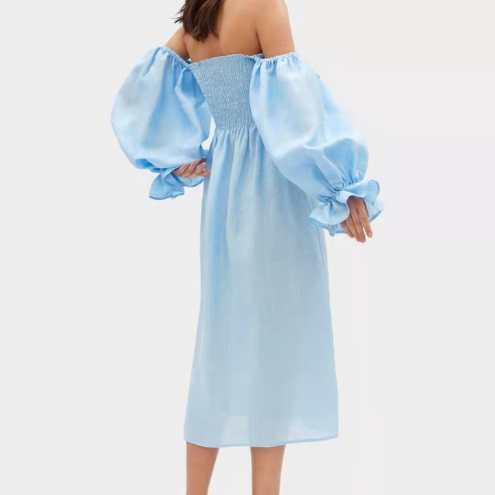 Maxi dress for women with puff sleeves and an elastic waist Lune London