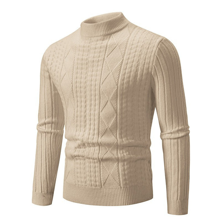 Chunky knit sweater for men with a modern textured pattern and a high collar Lune London