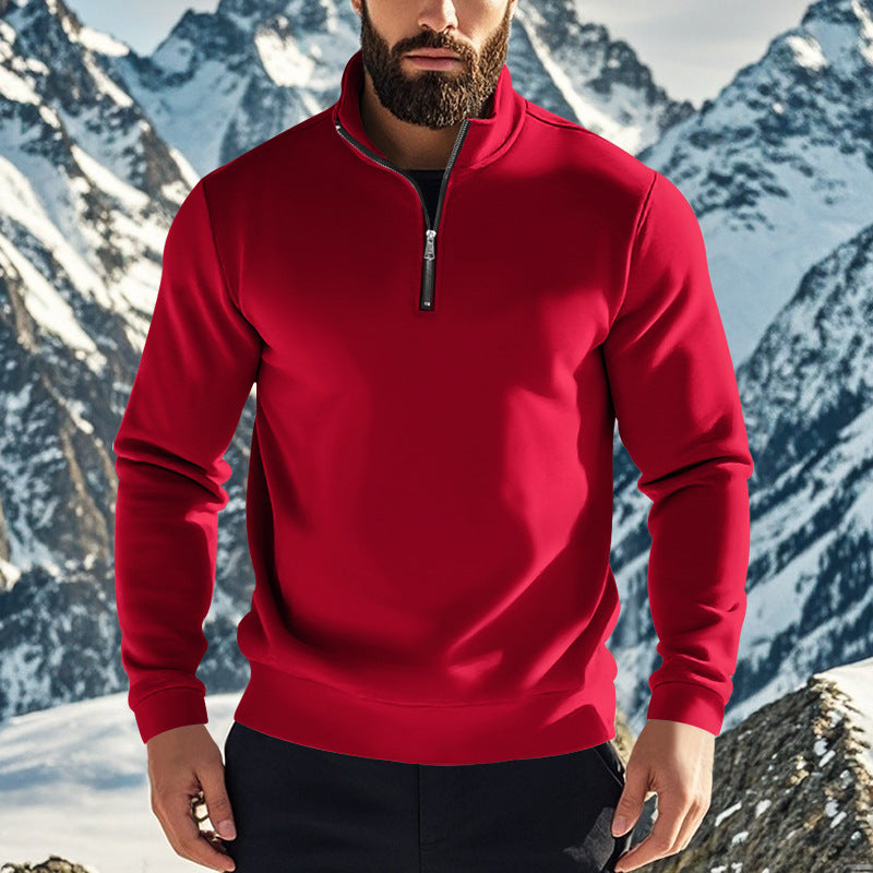 Fleece pullover for men with half-zip Lune London