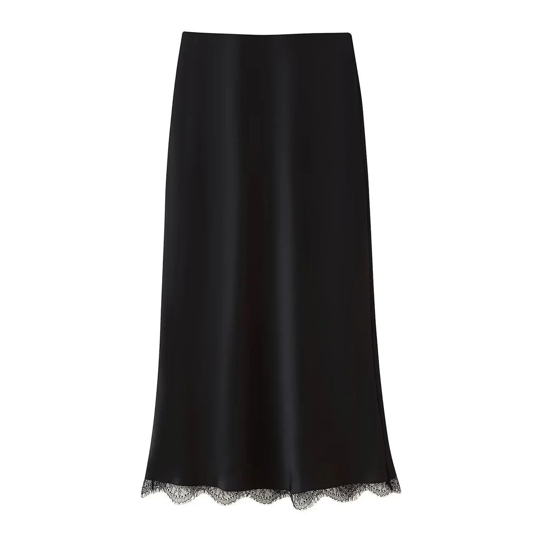 Woman Elegant midi skirt with delicate lace Lune London