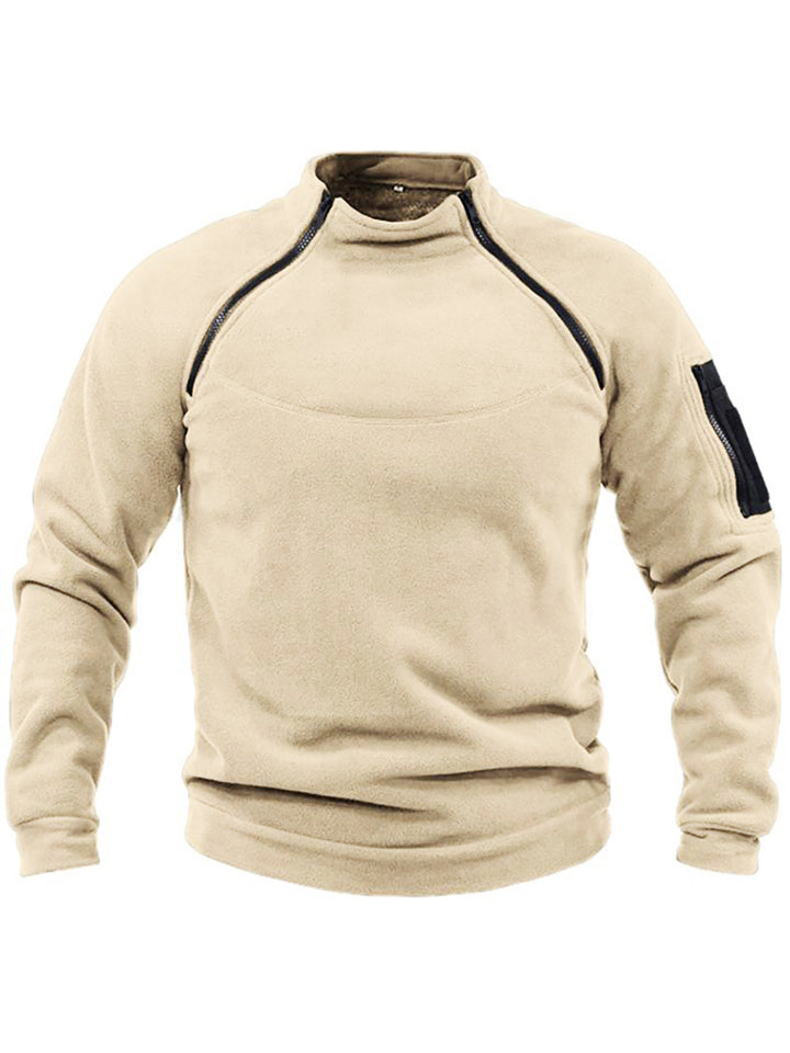 Pull-over thermique en polaire pour hommes avec col montant et poches pratiques Lune London