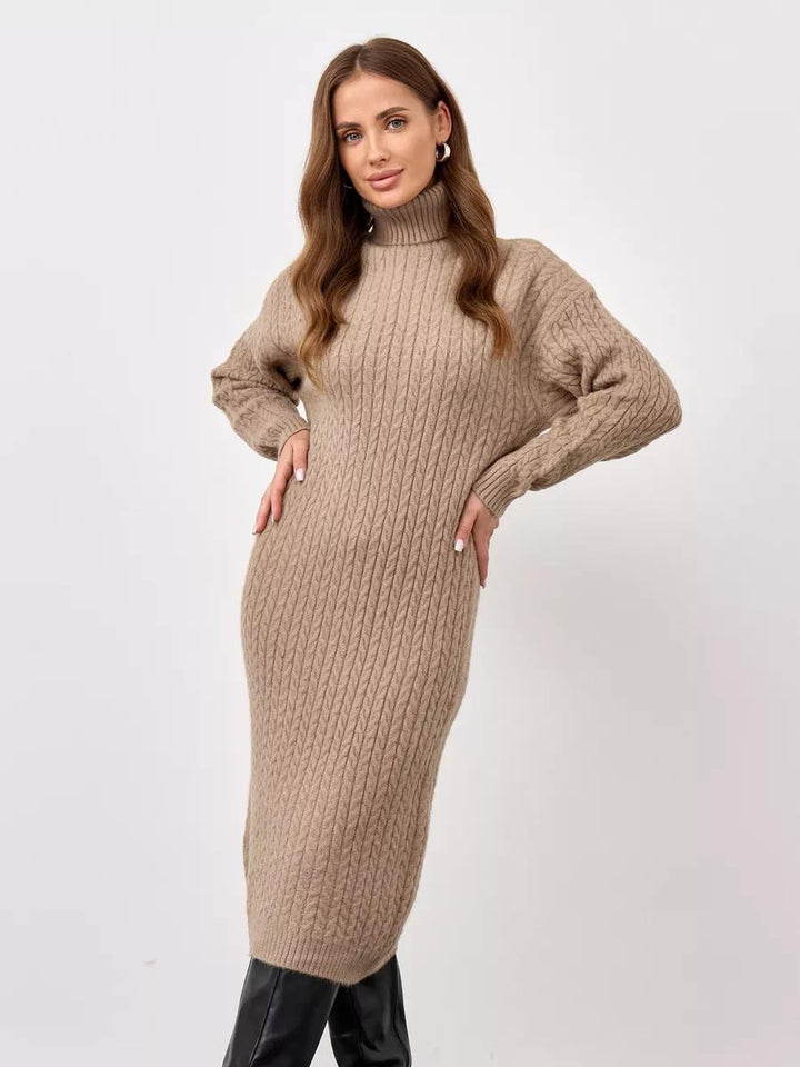 Pull à col roulé en tricot épais pour femmes avec un motif en câble moderne et une coupe décontractée Chic & Stil
