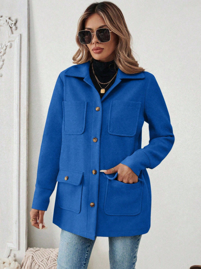 Fashion jacket for women with practical flap pockets and stylish button details Lune London