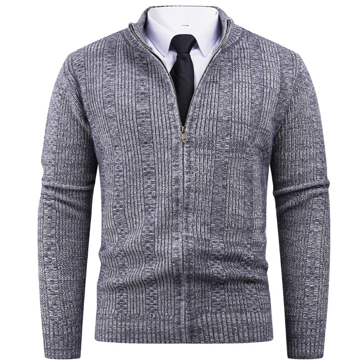 Men's knitted jacket with modern zipper and cable pattern Lune London