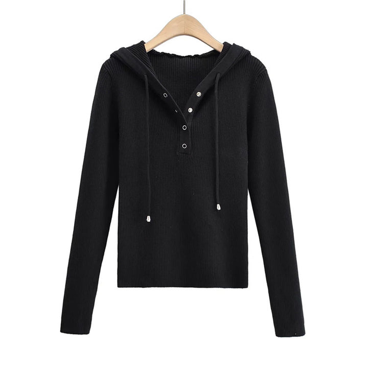 Casual knit sweater for women with hood and buttons Lune London