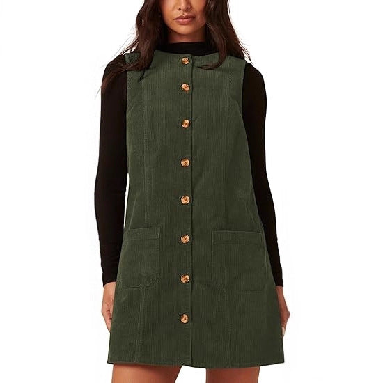 Robe en velours côtelé mi-longue pour femmes avec poches Chic & Stil