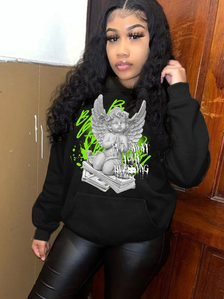 Hoodie women with artistic angel design Lune London