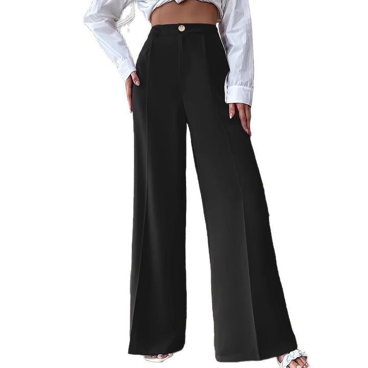 Wide palazzo pants for women with a stylish high waist cut and a button detail Lune London