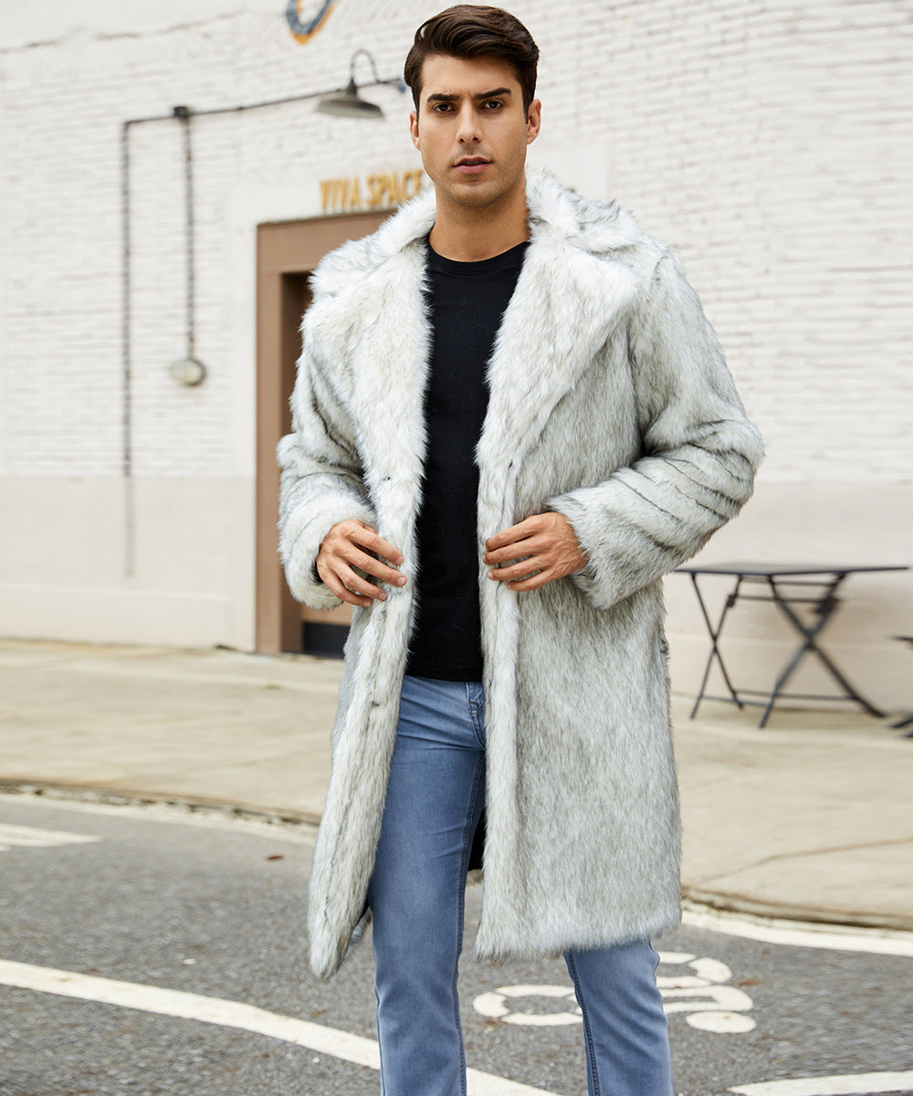 Luxurious faux fur coat for men with wide collar Lune London