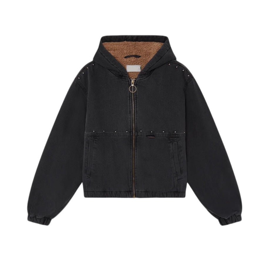 Veste en denim pour femmes avec capuche et poches Chic & Stil