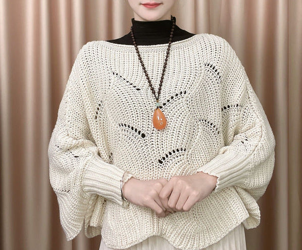 Pull en tricot aéré pour femme avec motif de trous Chic & Stil