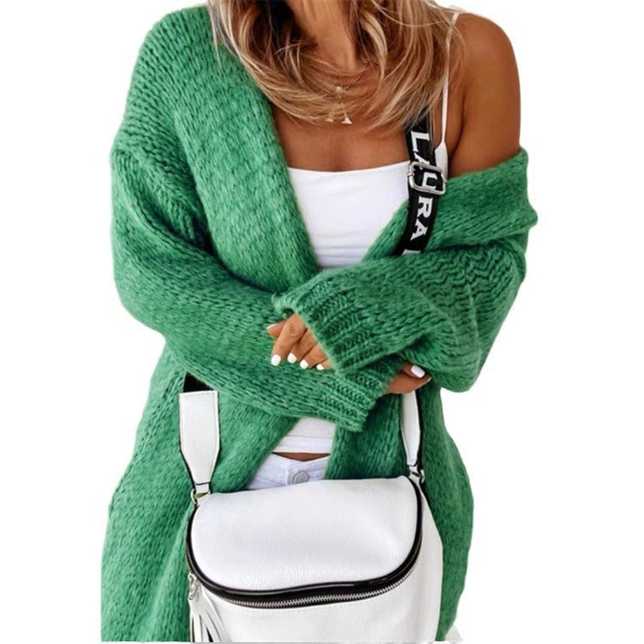 Ladies chunky knit cardigan with open front and relaxed fit Lune London