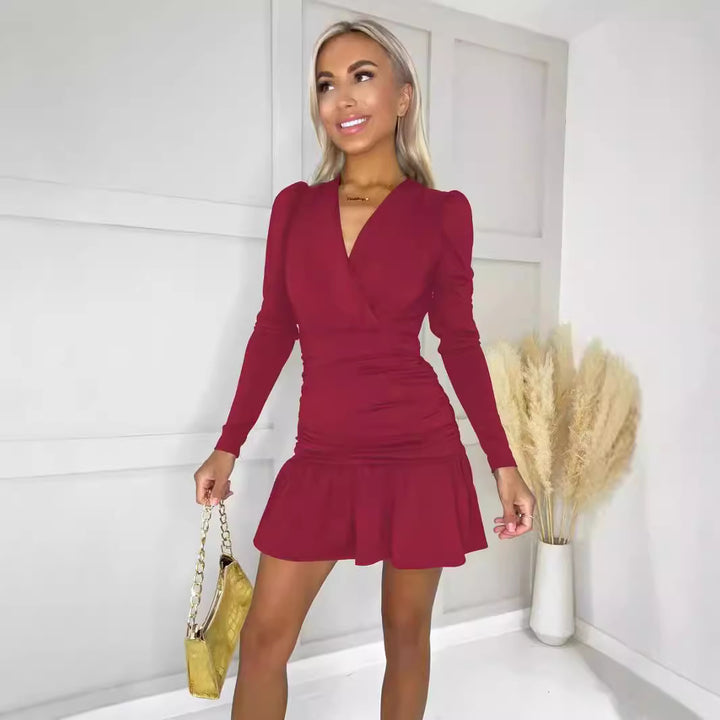 Women's wrap dress with ruffles and long sleeves Lune London