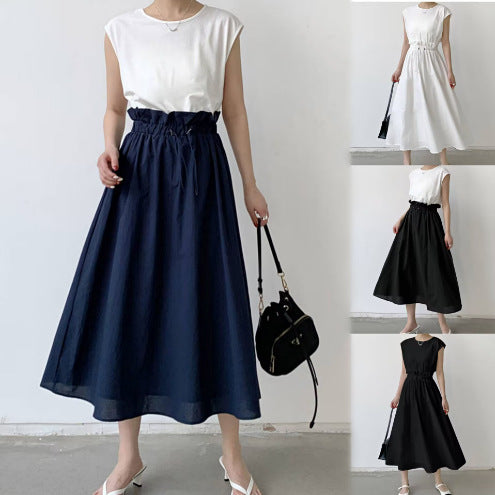 Elegant sleeveless maxi dress for women with adjustable waist tie Lune London