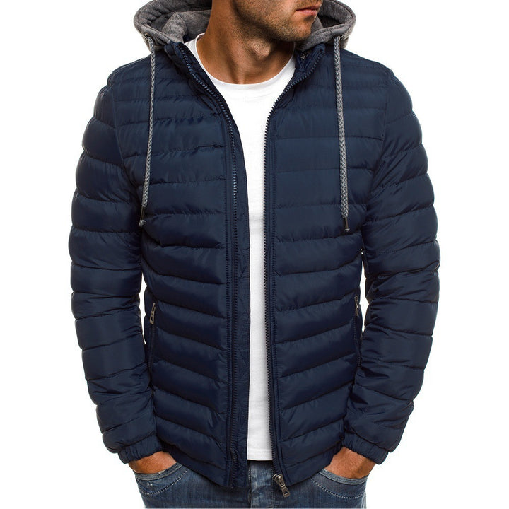 Quilted windbreaker jacket for men with hood Lune London