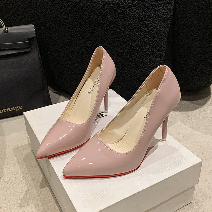 Ladies Elegant High Heels with Pointed Toe and Transparent Heel Lune London