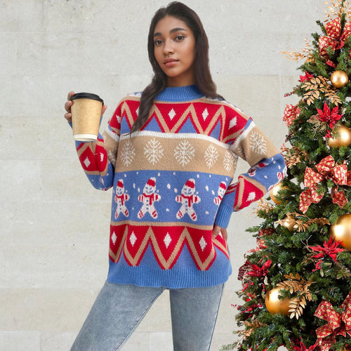 Women’s sweater with festive Christmas pattern and relaxed fit Lune London