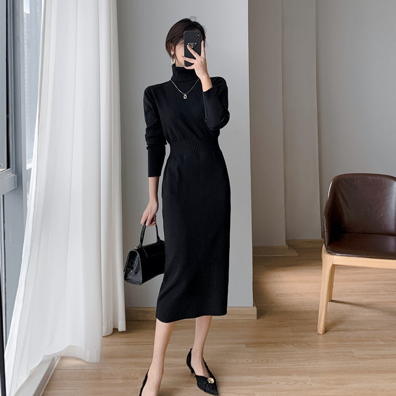 Robe tricotée pour femme avec col haut et design moulant Chic & Stil