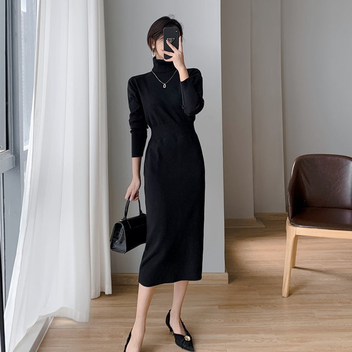 Robe tricotée pour femme avec col haut et design moulant Chic & Stil