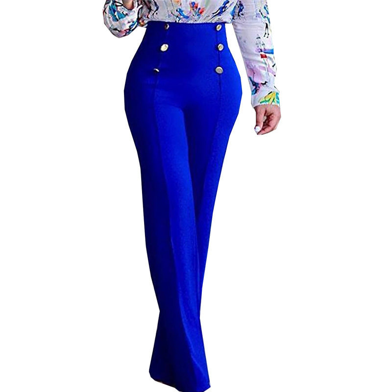Lune London | Women Elegant High-Waist Pants with Decorative Buttons