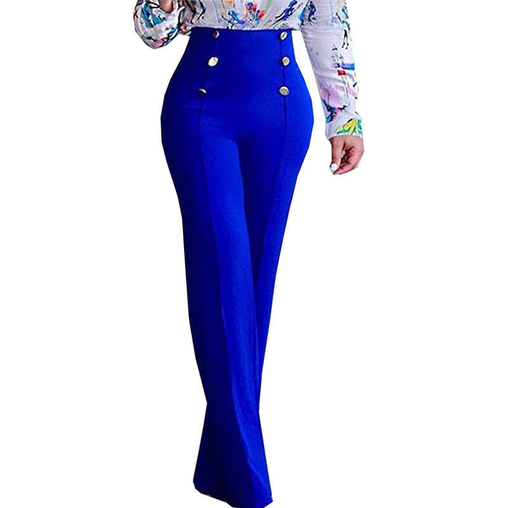 Lune London | Women Elegant High-Waist Pants with Decorative Buttons