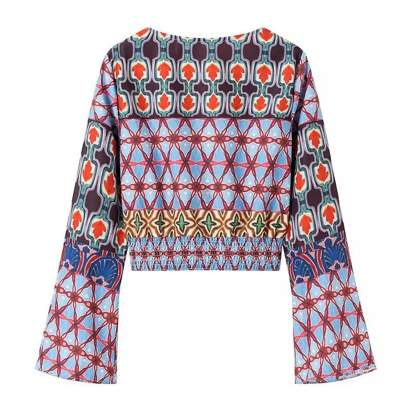 Wide pants for women with colorful pattern and elastic waist Lune London