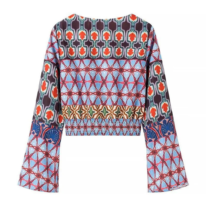 Wide pants for women with colorful pattern and elastic waist Lune London