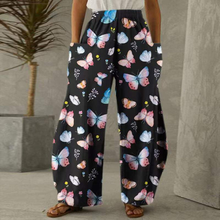Pantalons fleuris amples pour femmes avec poches et taille élastique Chic & Stil