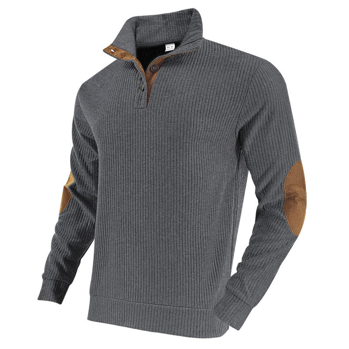 Casual knitted sweater for men with a fashionable collar and elbow patches Lune London