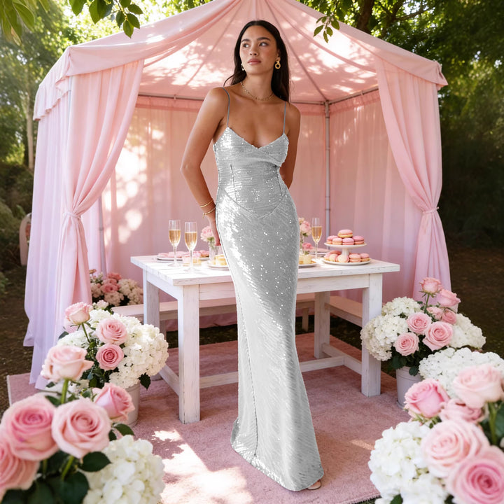 Women’s evening dress with finely sparkling sequins and an elegant cut Chic & Stil