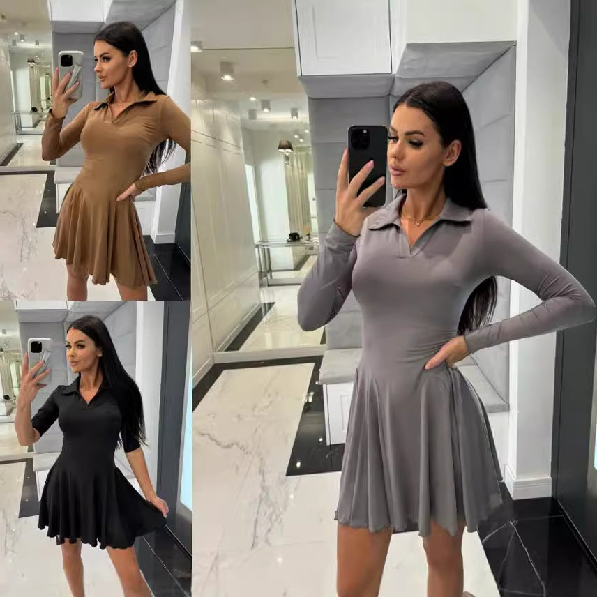 Sport dress for women with polo collar and flared skirt Lune London