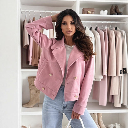 Casual style biker jacket for women with snap button closure and practical pockets Lune London
