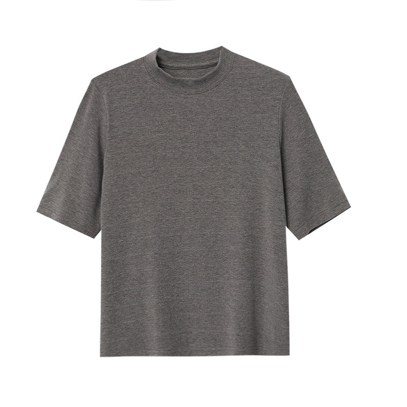 Women's elegant short-sleeve T-shirt with high collar Chic & Stil