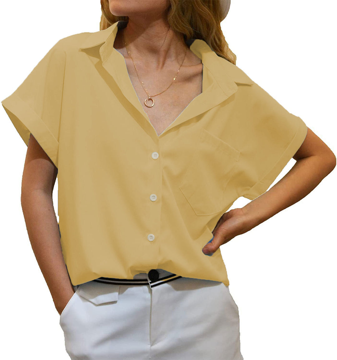 Women short blouse with elegantly cut short sleeves Lune London