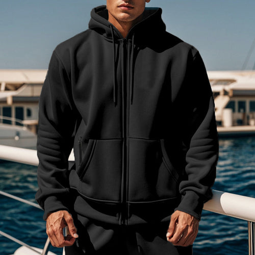 Men's sporty hoodie with innovative zip closure and practical side pockets Lune London
