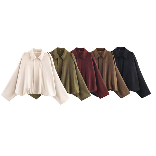 Casual cropped bomber jacket for women with a modern high collar and elegant shoulder details Lune London