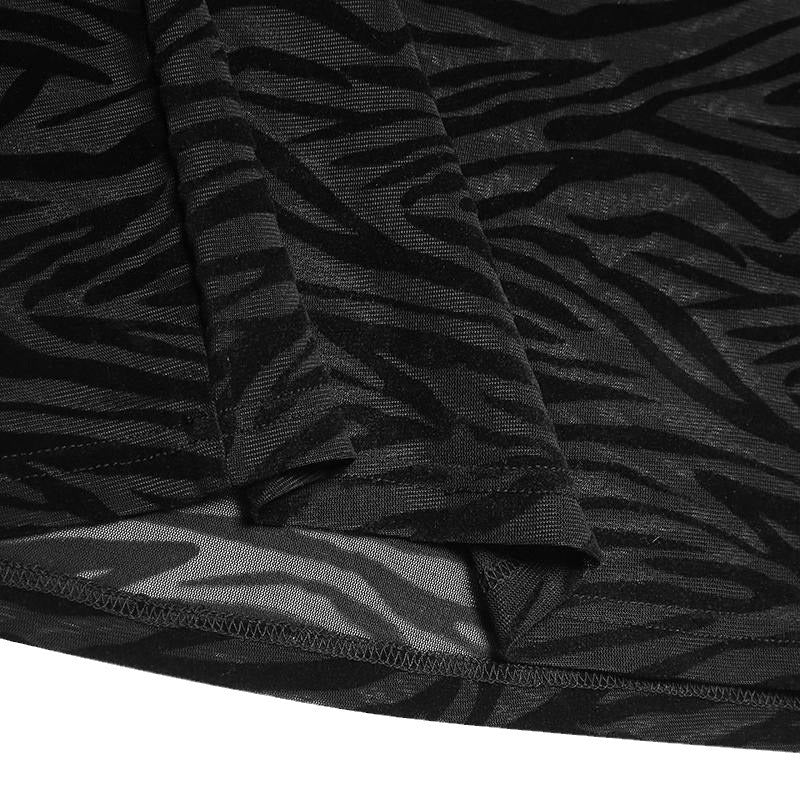 Long sleeve women's t-shirt with textured animal print and high collar Lune London