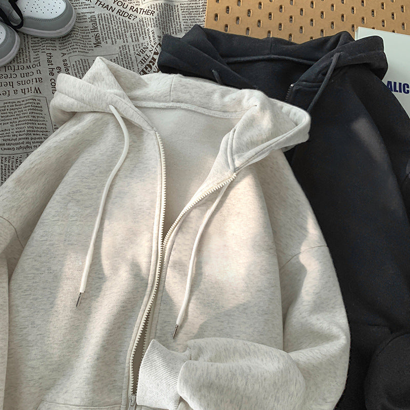 Women's hoodie sweatshirt jacket with ergonomic cut and practical zipper