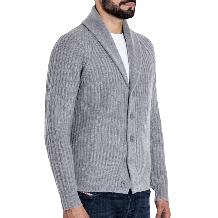 Modern shawl collar knitted jacket for men Lune London