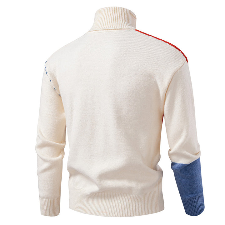 Men's turtleneck sweater with geometric braid pattern and contrasting accents Lune London