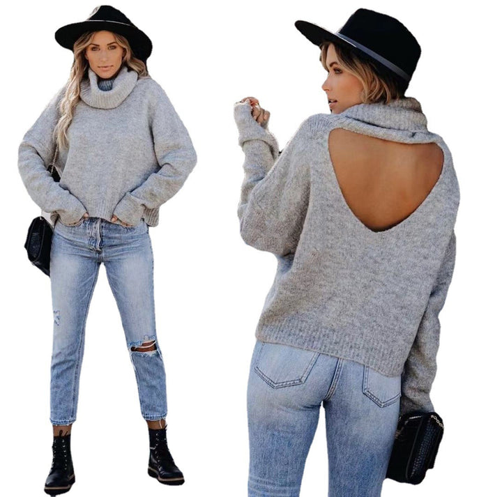 Knitted women's sweater with turtleneck and relaxed fit Lune London