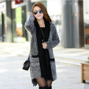Ladies Long Open-Front Knit Coat with Soft Texture Chic and Style