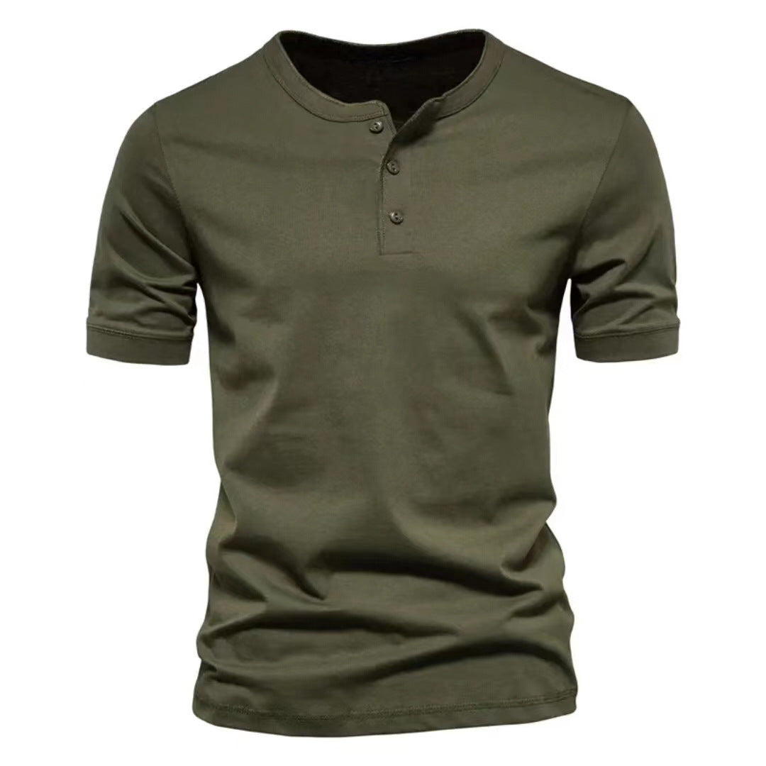 Men's short sleeve Henley shirt with button placket Lune London