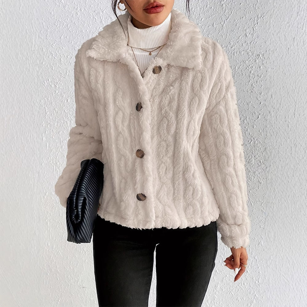 Ladies quilted plush with high collar Lune London