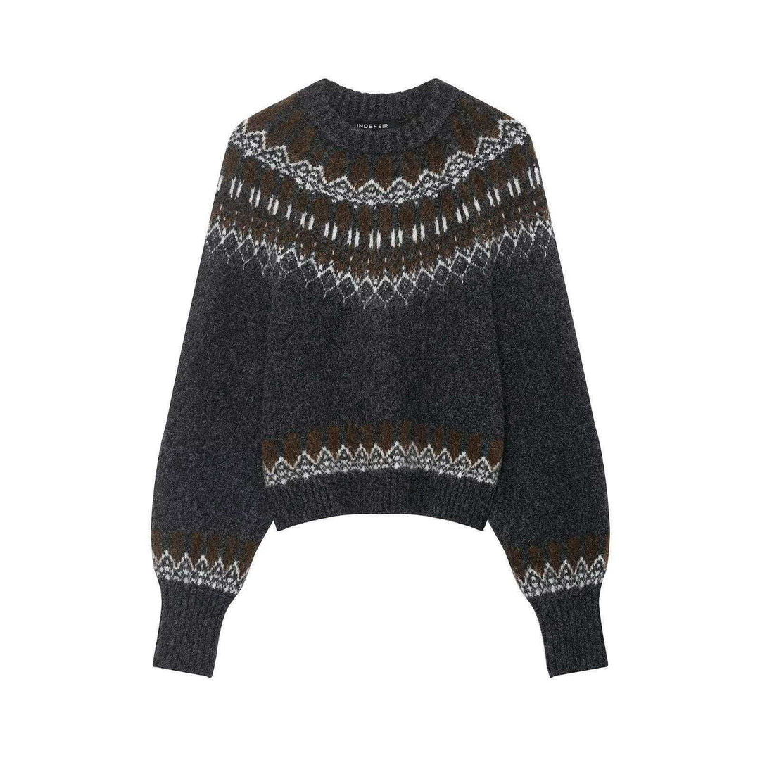 Pull en tricot pour femmes avec un motif norvégien moderne et une coupe décontractée Chic & Stil