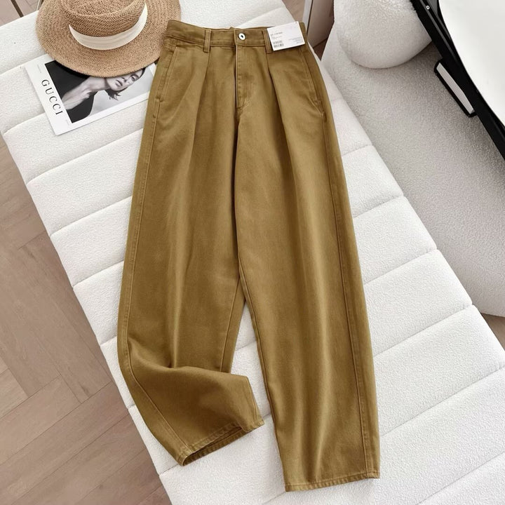 Pantalons chino larges pour femmes avec taille haute et poches pratiques Chic & Stil